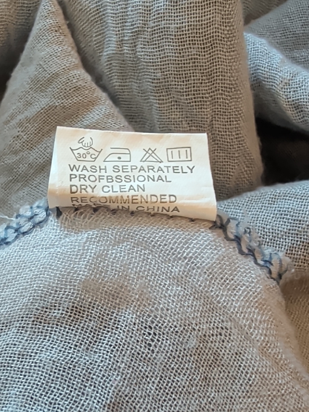 Simply Couture Slate Blue Linen Tank Dress with Ivory Hem Trim - Picture 6 of 8